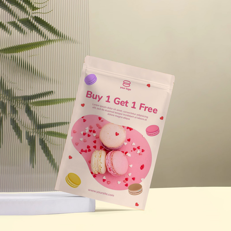 Kraft Paper Zipper Bags Standi - Food Snacks Logos review and price