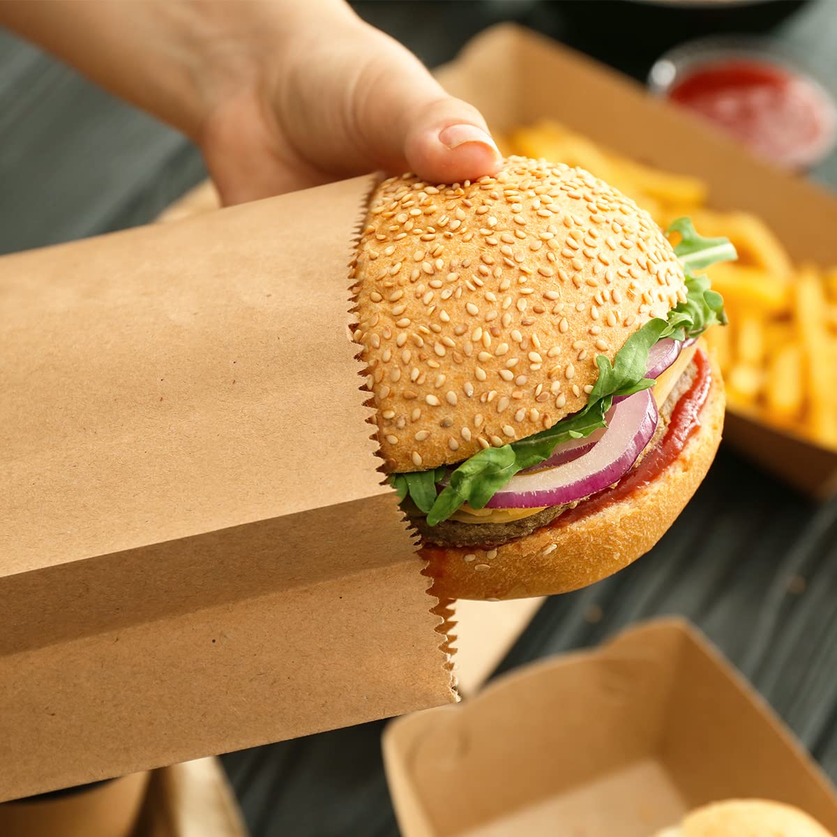 Paper Lunch Bags 20/50PCS Kraf - Food Grocery Snacks review and price