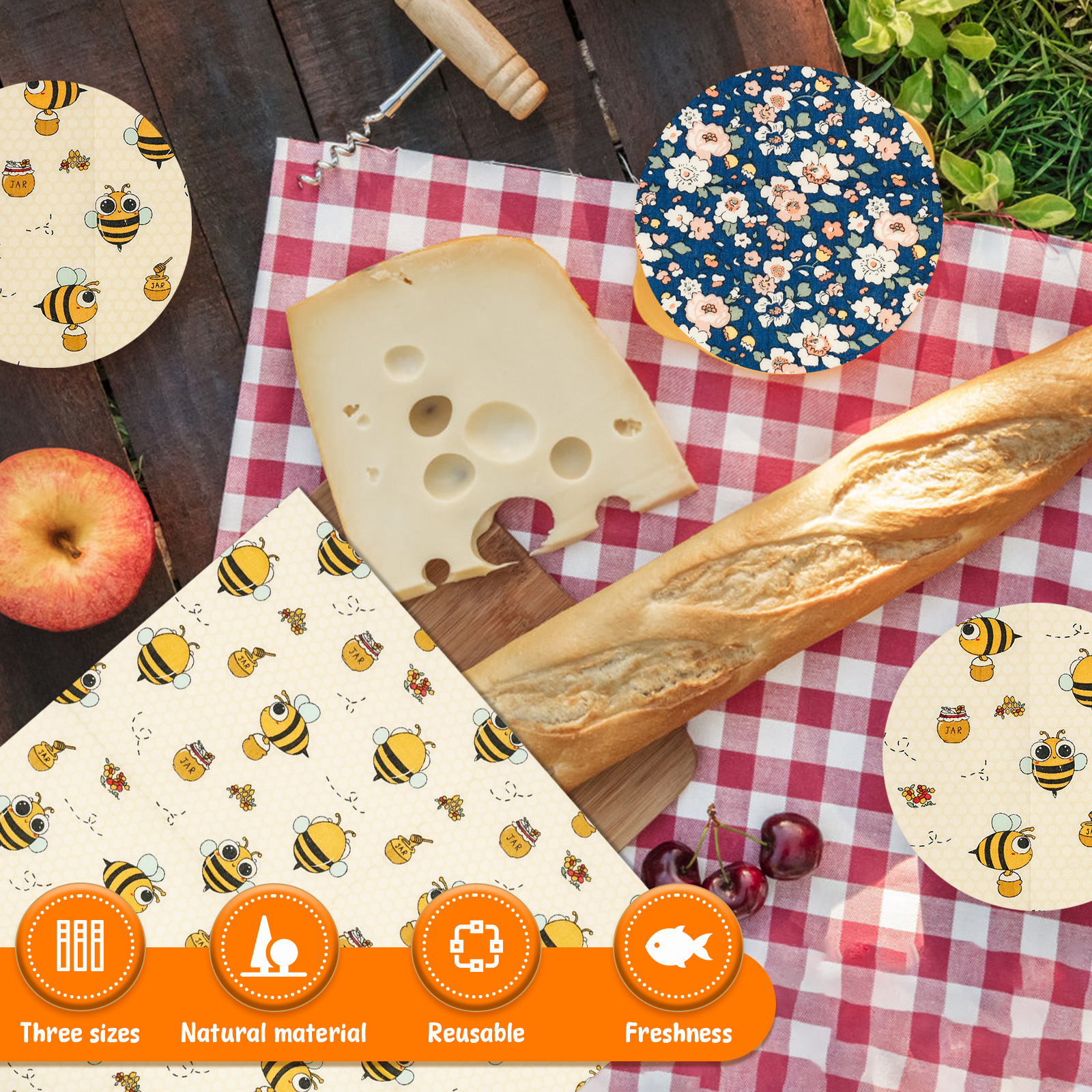 9Pcs Beeswax Food Wraps 3 Size - Food And Snacks For Picnic review and price