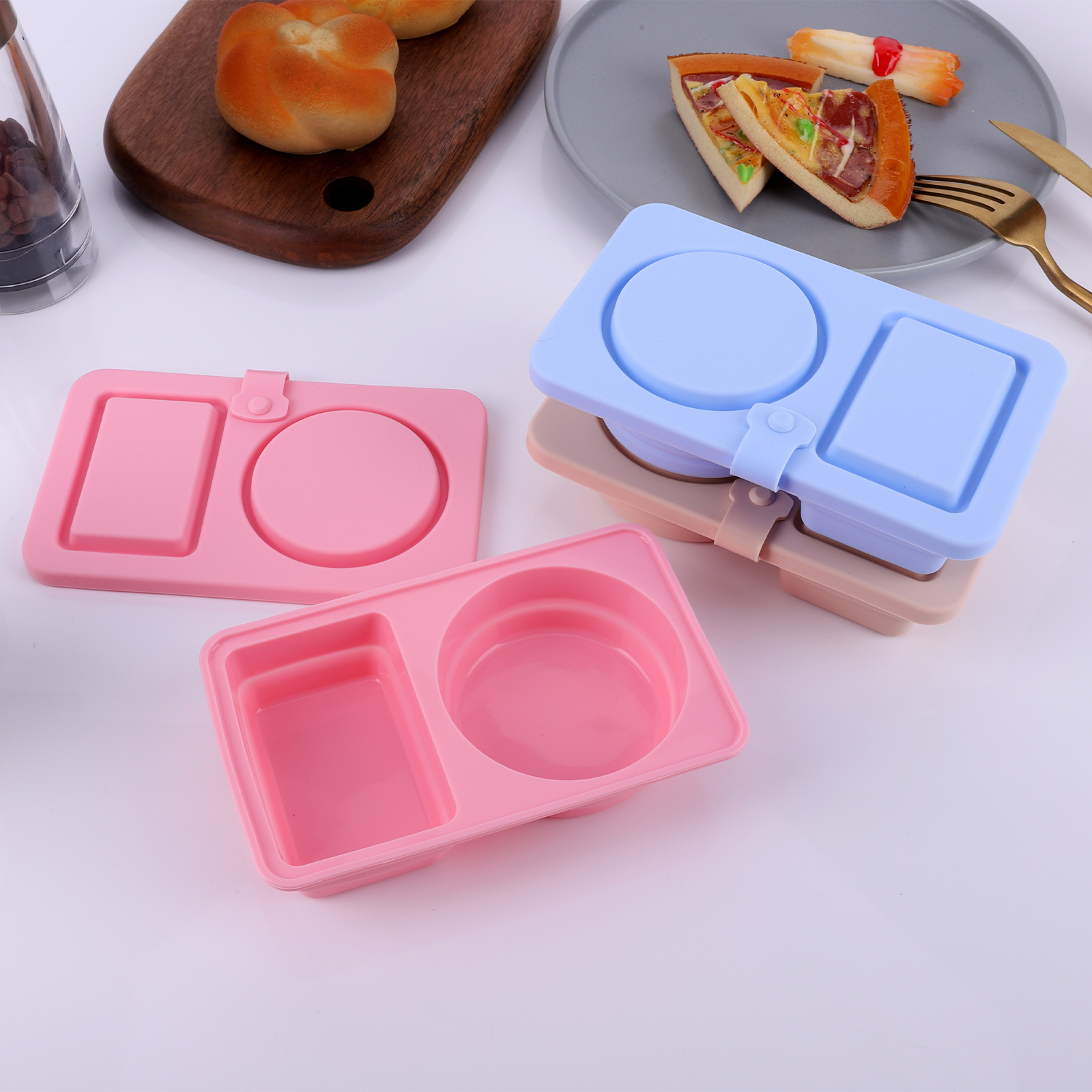 3Pcs 2 Compartment Silicone Sn - Food And Snacks For Picnic review and price