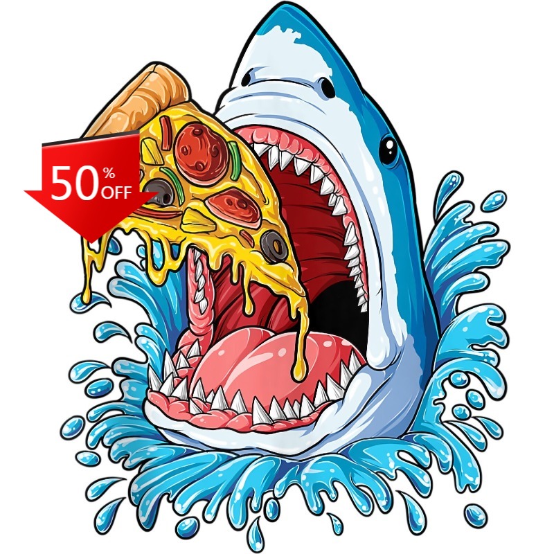 Shark Eating Pizza Sticker Dec - Food Snacks To Eat review and price